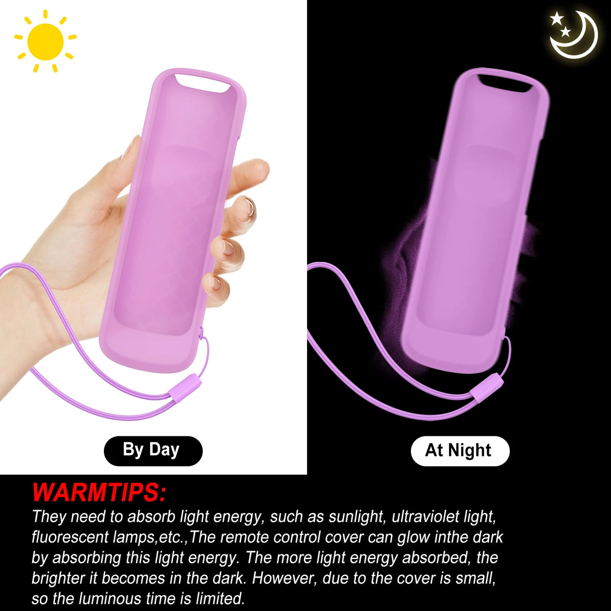 Glow-in-the-Dark Silicone Remote Cover with Lanyard