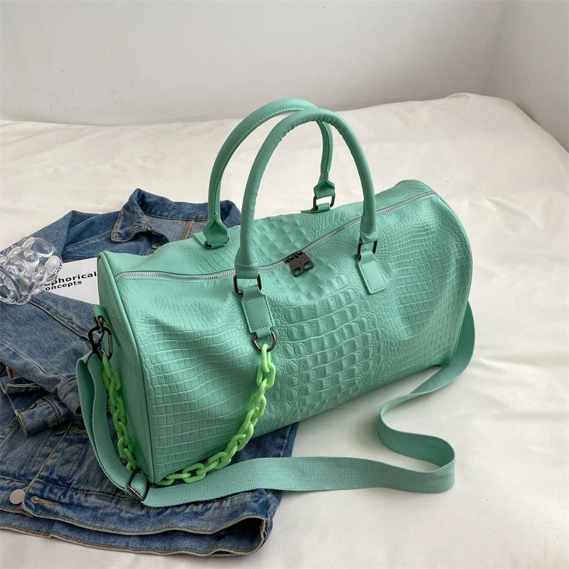 Crocodile Grain Large Capacity Travel Duffle Bag