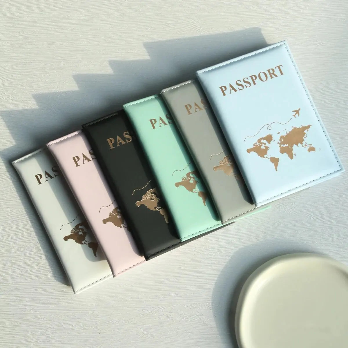 World Map Passport Holder with Card Slots