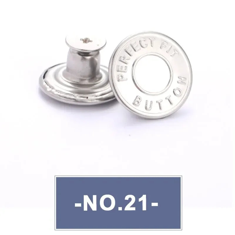 No-Sew Replacement Jeans Buttons - 17mm Metal Snap Buttons