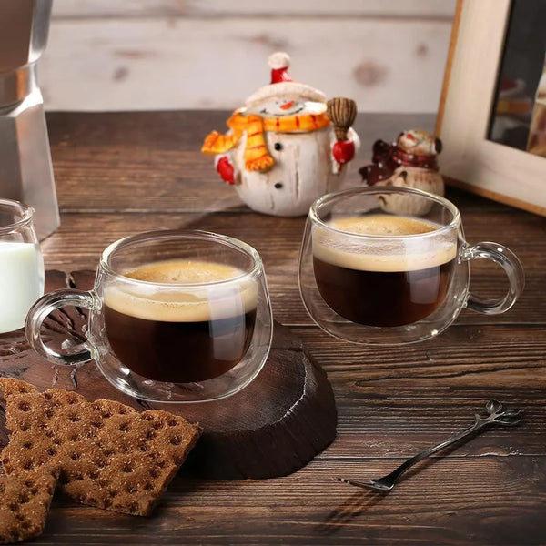 Double-Walled Glass Coffee Cup with Handle