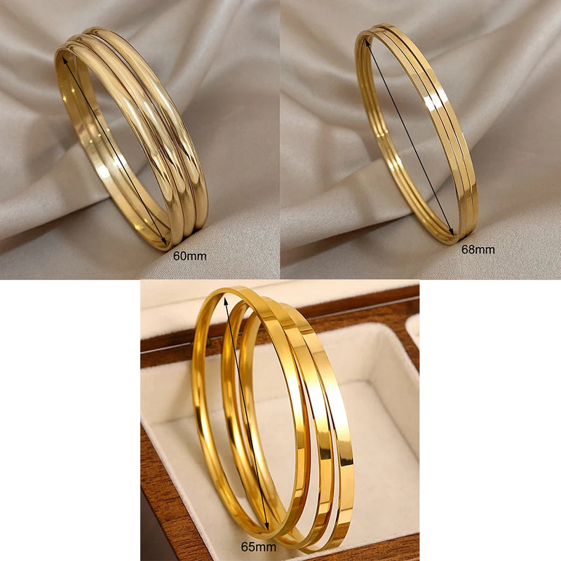 Minimalist Gold-Plated Stainless Steel Bangle Set