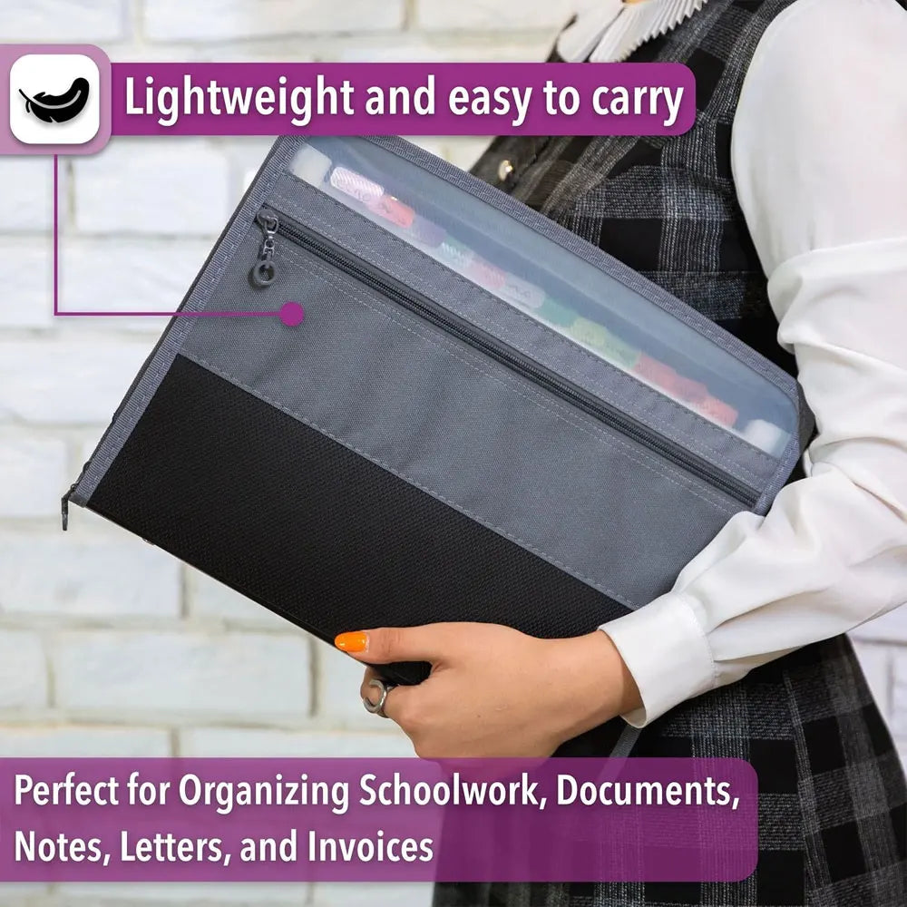 Expandable A4 Document Organizer with 13 Accordion Pockets