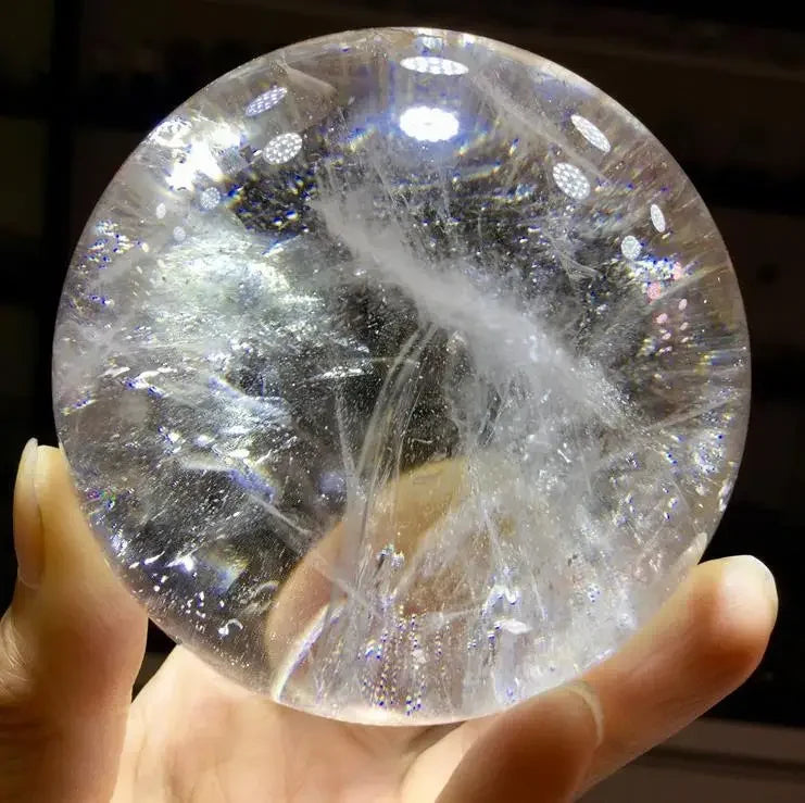 Natural Clear White Crystal Quartz Sphere