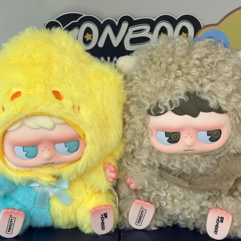Two MONBOO Emotional Weather Station collectibles featuring yellow and brown furry characters.