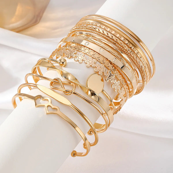 Bohemisches Herz- & Blumen-Armband-Set