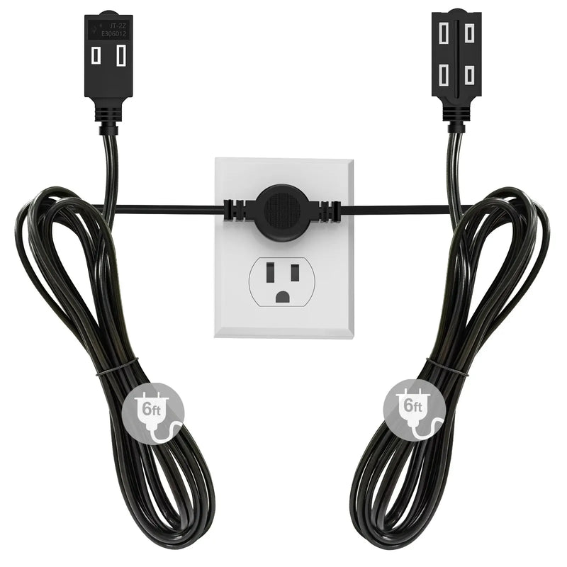 12-Foot Twin Extension Cord with 6 Outlets
