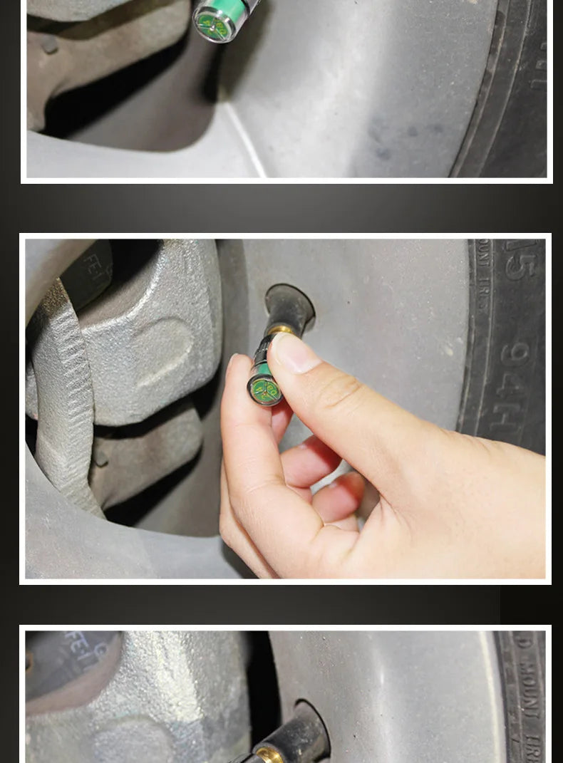 Tire Pressure Monitoring Valve Caps with Color Alert Indicators (4-Pack)
