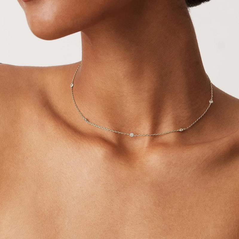 Simulated Diamond Station Necklace