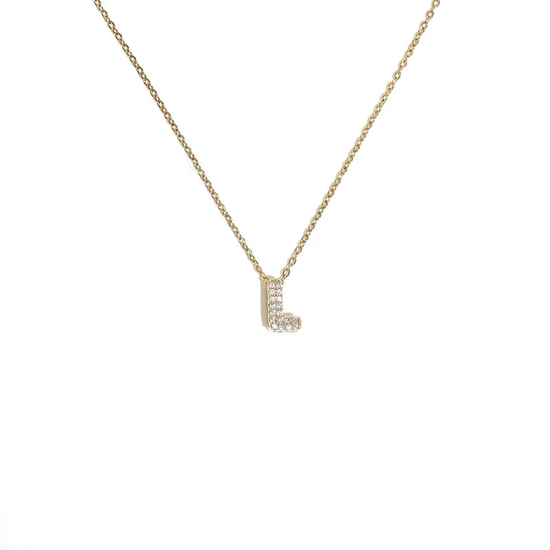 Initial Letter Pendant Necklace with Cubic Zirconia