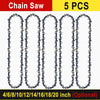 Five replacement chainsaw chain saws are shown with an optional size selection.