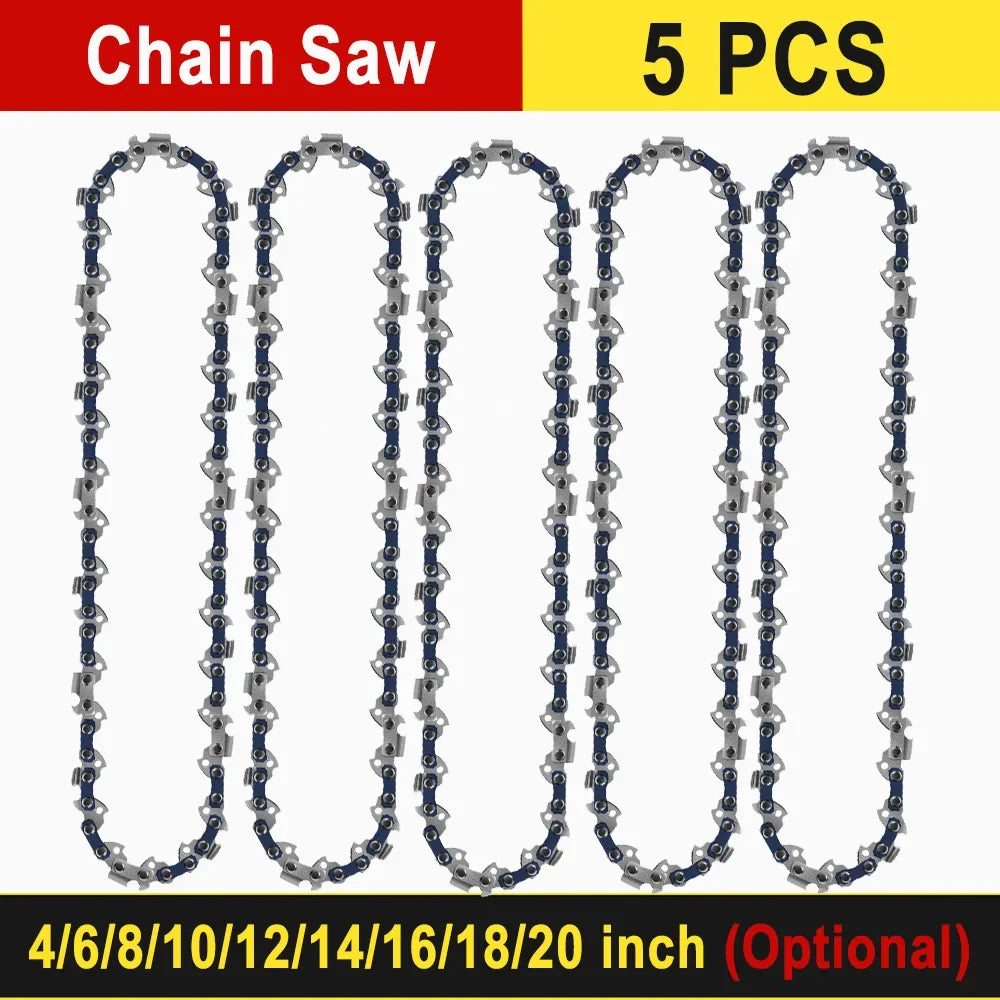 Five replacement chainsaw chain saws are shown with an optional size selection.