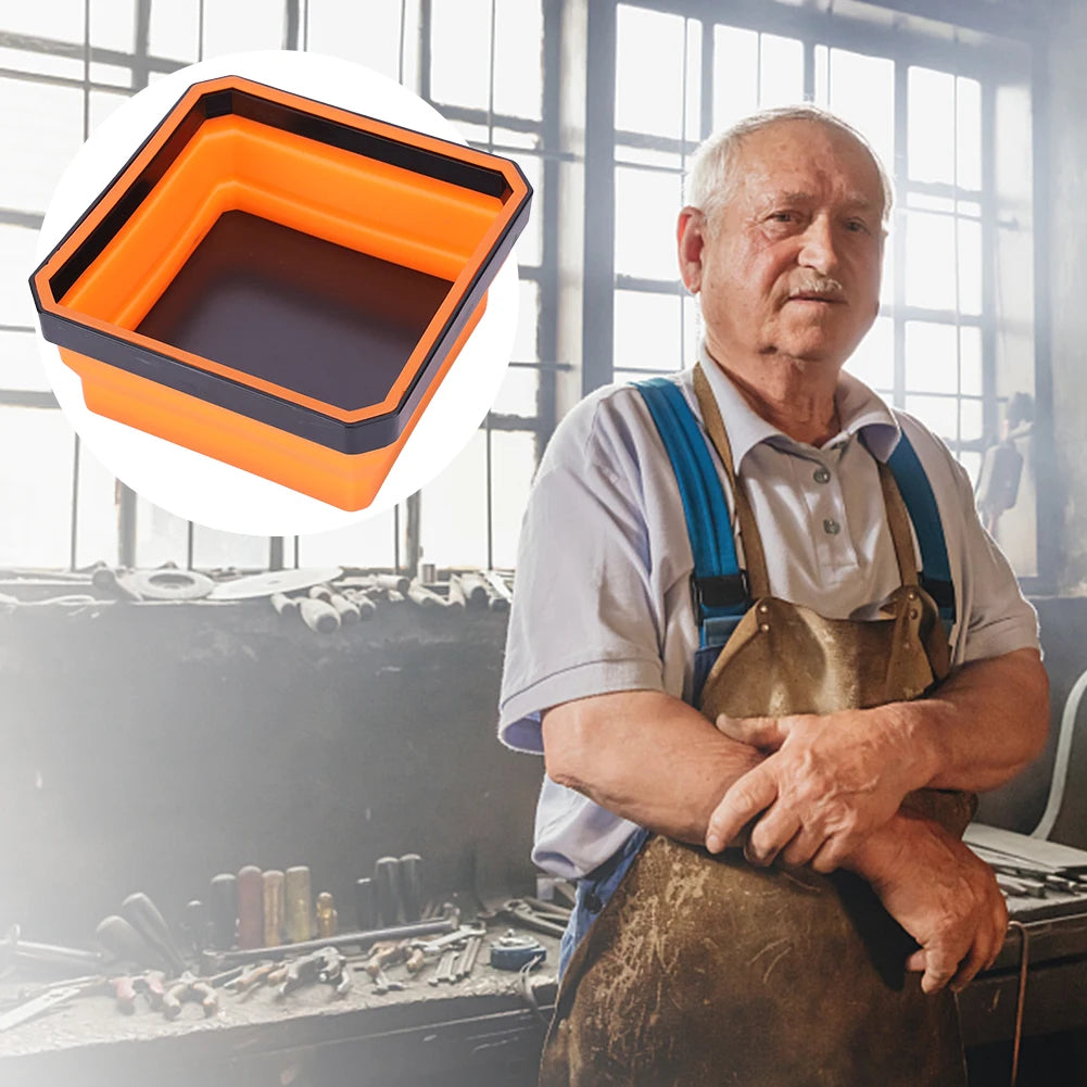 Collapsible Magnetic Parts Tray with Silicone Bowl