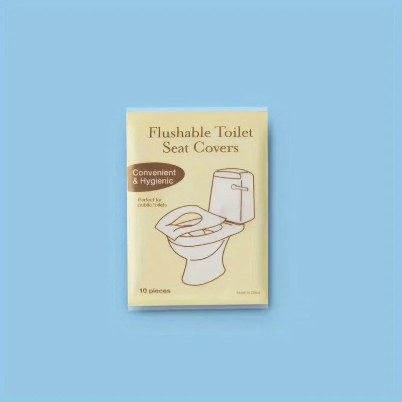 Box of flushable toilet seat covers for convenient and hygienic use