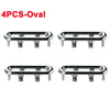 Four chrome-plated oval sink overflow covers for plumbing fixtures