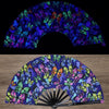 Holographic Folding Hand Fan with UV Glow Effect