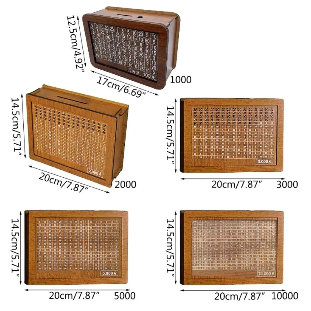 Wooden Money Saving Box with Goal Tracker