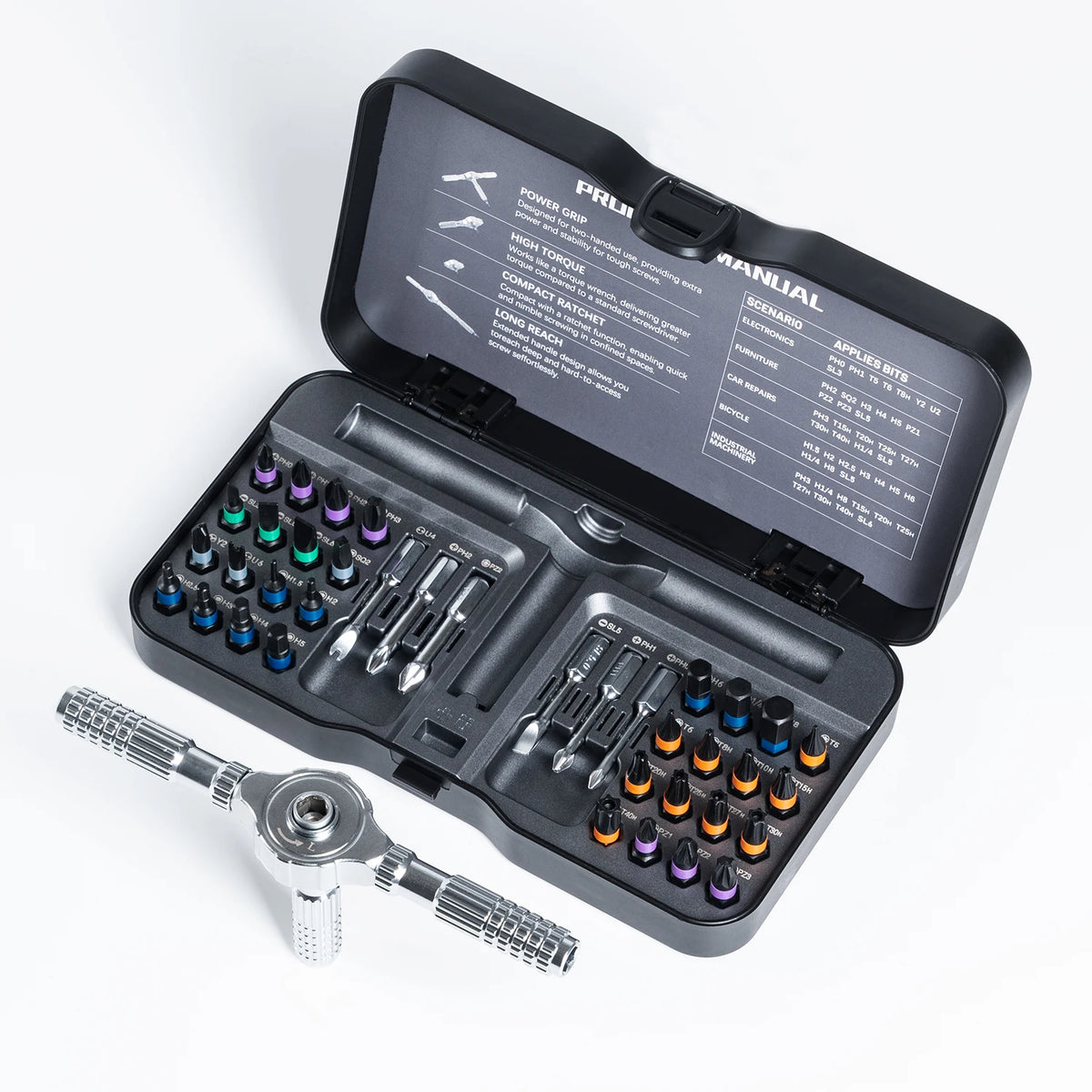 Gearless Ratchet Screwdriver Set with Magnetic S2 Steel Bits