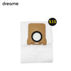 A replacement parts kit for a Dreame robot vacuum cleaner showing a beige component inside a white pouch.