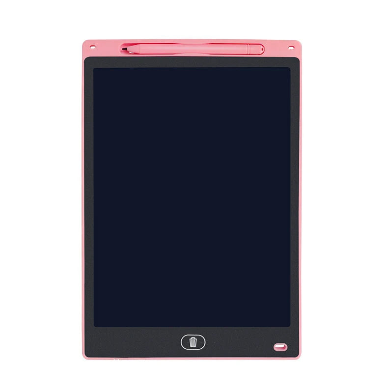 Rosa, verstellbare LCD-Zeichentafel mit schwarzem Bildschirm und silberner Stift.