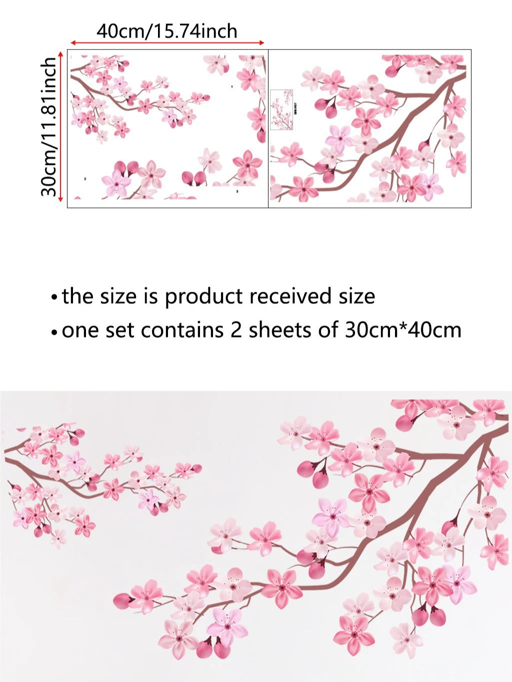 Peach Tree Branches Bird Cage Wall Decal