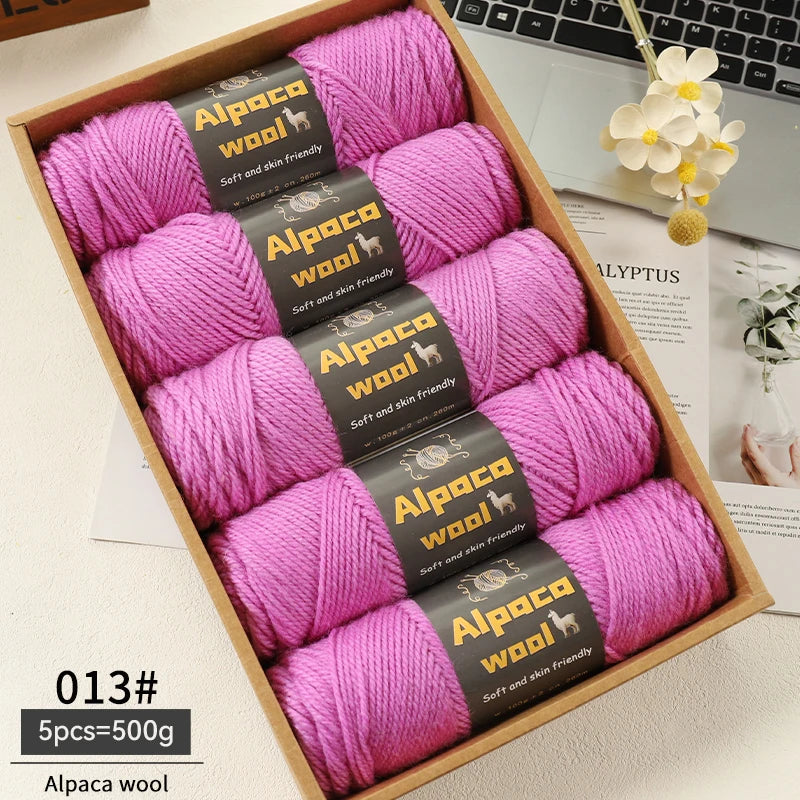 Chunky Alpaca Wool Knitting Yarn – 500g Multi-Color Set for Cozy Winter Projects