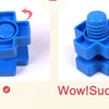 Blue screw building blocks set with nut and bolt shapes stacked together