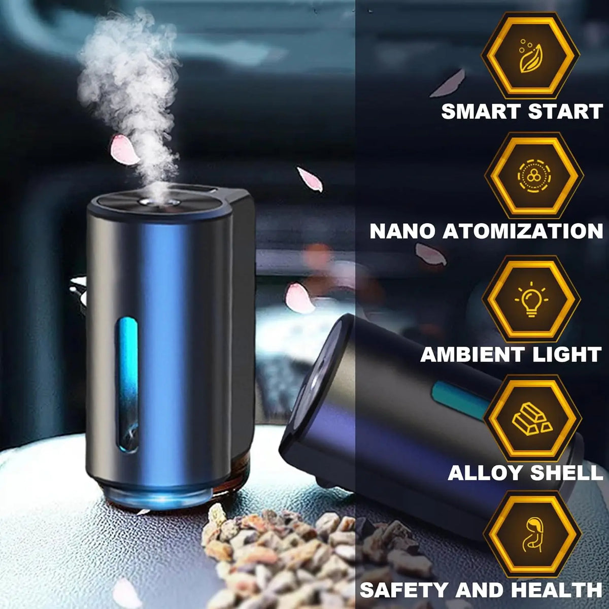 Rechargeable Car Aroma Diffuser with 3-Level Mist Control