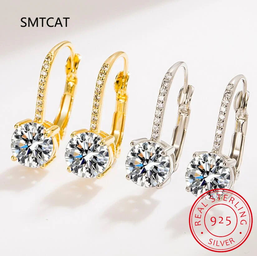 Boucles d'oreilles pendantes en Moissanite plaqué Or 14K