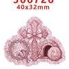 A pink glitter cross and wreath design on a translucent acrylic background for faith-themed decorations.