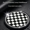 Black and white checkered non-slip coasters with sparkling diamond embellishment