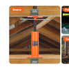 Orange adjustable steel floor jack used for supporting beams, patios, and construction tasks.