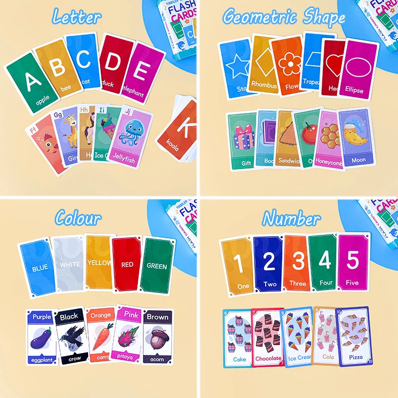 Montessori Learning Flash Cards Set - 58 Pieces for Early Education