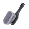 A gray compact car wheel and tire cleaning brush set with a handle and bristles.