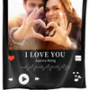 A black blanket featuring a photo of a couple and the text I LOVE YOU Joanna Wang