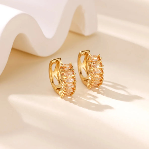 Pendientes de Aro de Zirconia de Oro