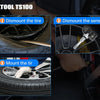 Step-by-step guide showing how to install an XTOOL TS100 tire pressure monitoring sensor.