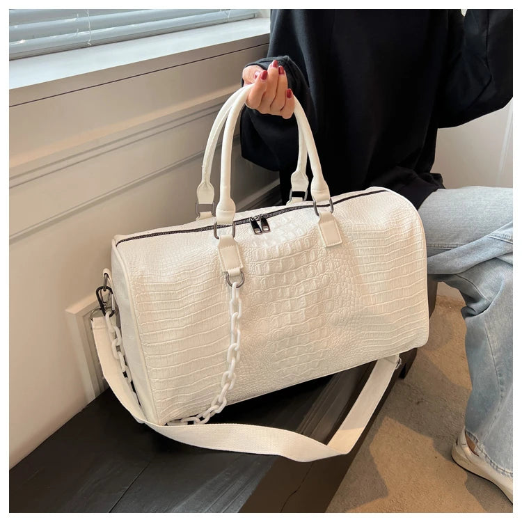 Crocodile Grain Large Capacity Travel Duffle Bag