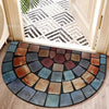 Half Circle Flower Print Non-Slip Entryway Mat