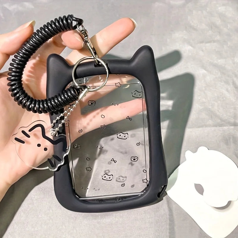 Cat Silicone ID Card Holder with Keychain