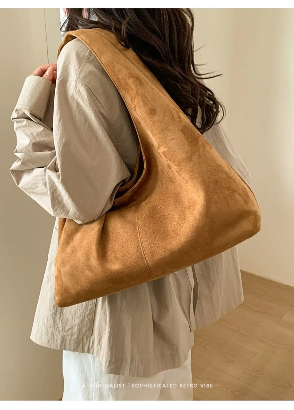 Retro Suede Shoulder Bag with Large Capacity