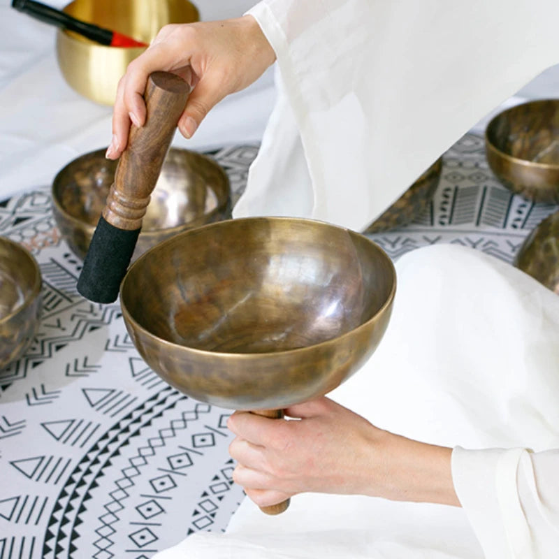 Handcrafted Tibetan Singing Bowl with Wooden Mallet