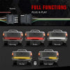 A set of LED tailgate lights showing running, brake, reverse, strobe, and turn signal functions.