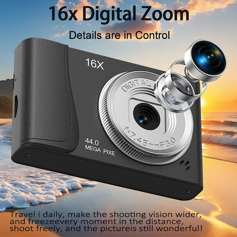 Compact Retro Digital Camera with 4K Video