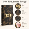 A black wallet featuring a cute cartoon bear print, secured with a 3-digit combination lock and designed as a refillable A6 b