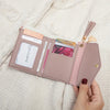 Compact PU Leather Clutch Wallet with Tassel