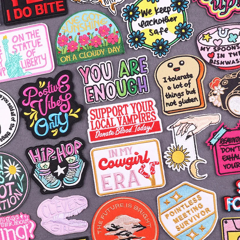 Encouraging Embroidery Iron-On Patches for Clothing and Accessories