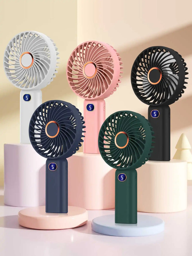 Portable Rechargeable Handheld Fan with Digital Display