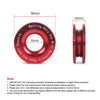Red recovery ring with a shackle and rope for winch use