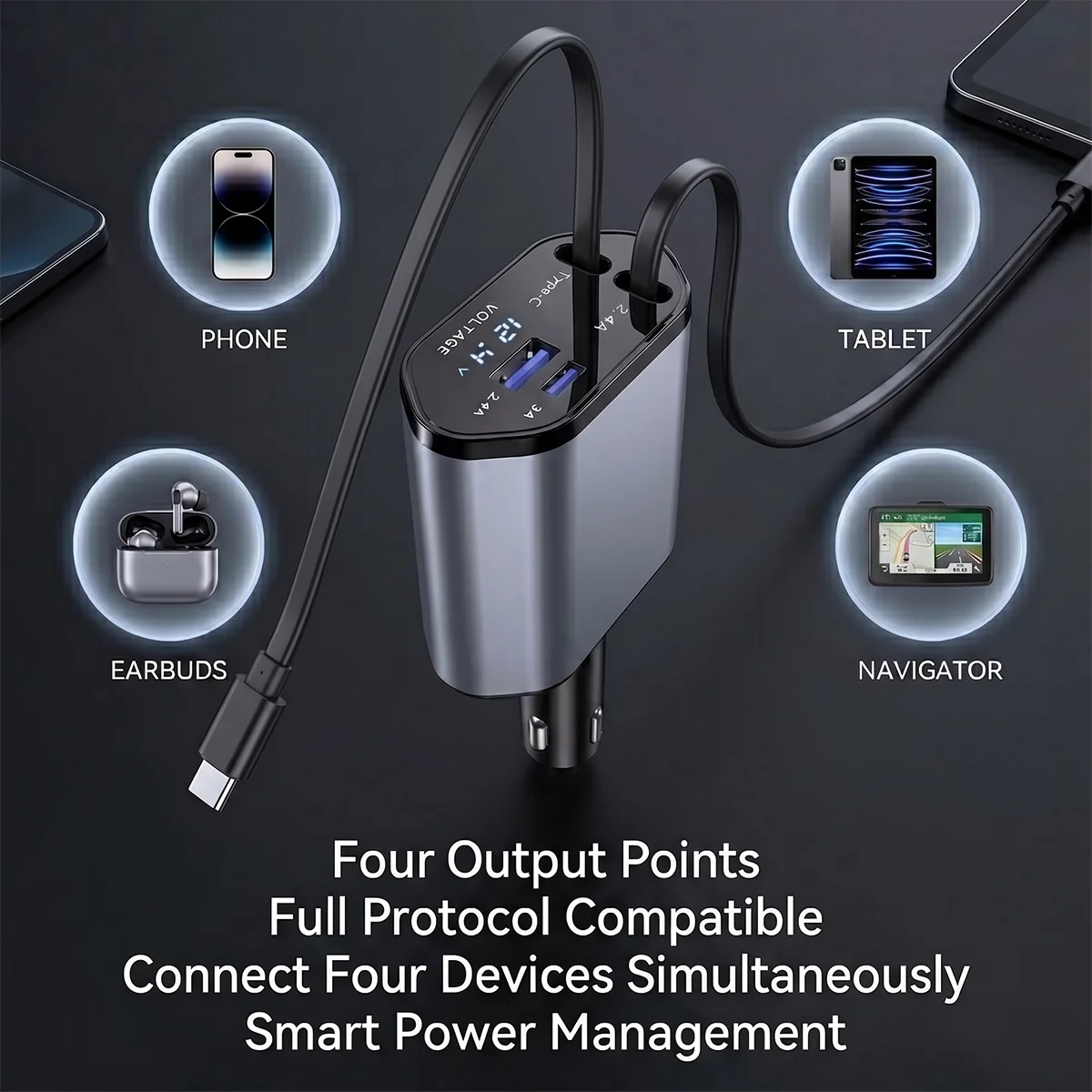 Chargeur allume-cigare multi-ports haute puissance